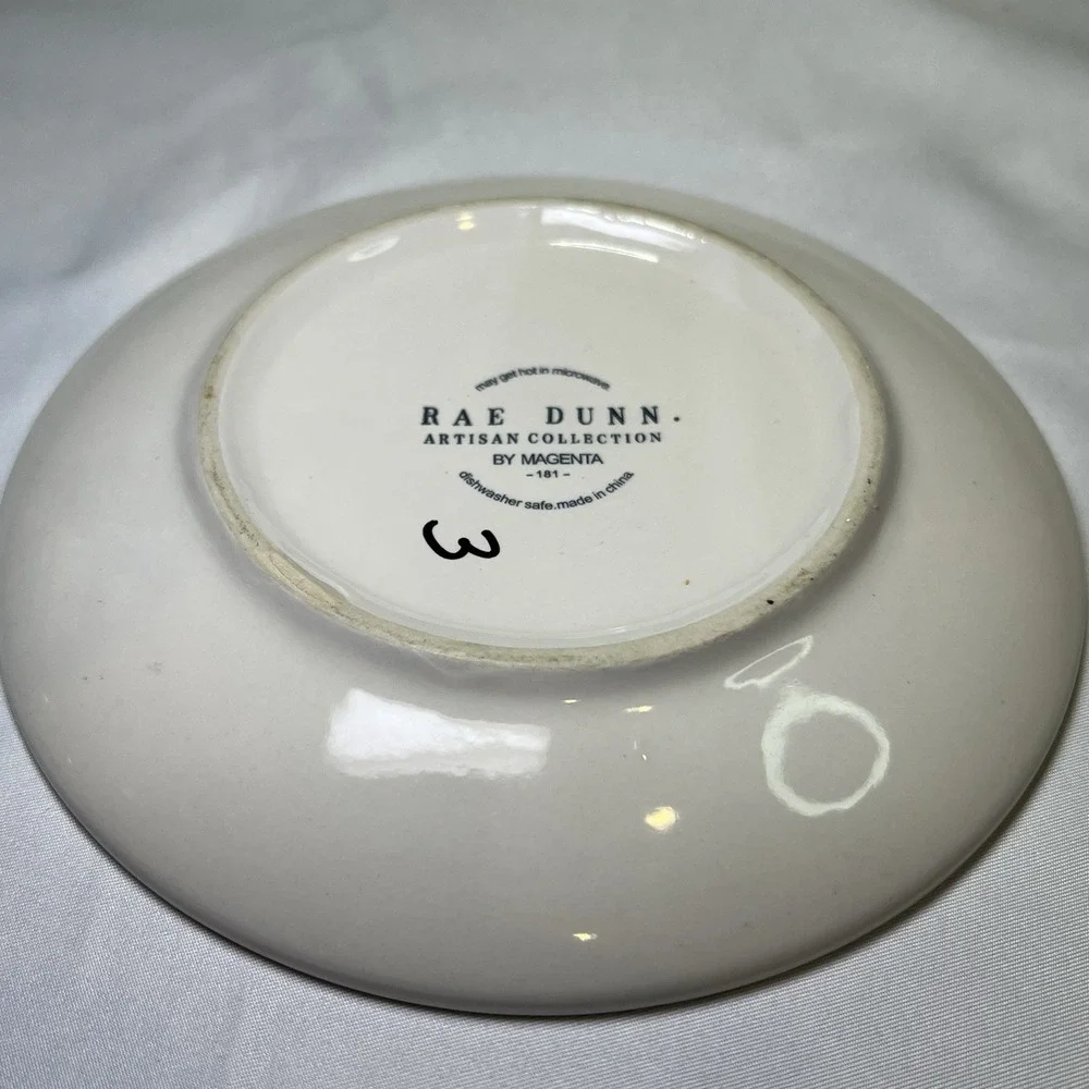 Rae Dunn Ceramic Dessert Plate MERRY GNOMAS Cat 6